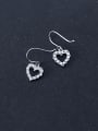 thumb 925 Sterling Silver Cubic Zirconia Heart Dainty Hook Earring 1