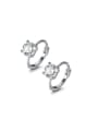 thumb 925 Sterling Silver Cubic Zirconia Round Minimalist Huggie Earring 0