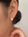 thumb 925 Sterling Silver Imitation Pearl Bowknot Vintage Stud Earring 1
