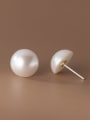thumb 925 Sterling Silver Freshwater Pearl Round Ball Minimalist Stud Earring 2