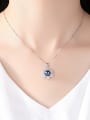 thumb 925 Sterling Silver 3A Zircon Freshwater Pearl Flower Pendant Necklace 1