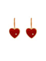 thumb Alloy Cubic Zirconia Red Enamel Heart Dainty Drop Earring 0