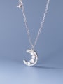 thumb 925 Sterling Silver Cubic Zirconia Moon Dainty Necklace 2