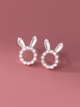 thumb 925 Sterling Silver Cubic Zirconia Rabbit Dainty Stud Earring 2