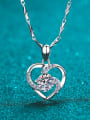 thumb Sterling Silver 0.8 CT Moissanite Heart Dainty Necklace 0