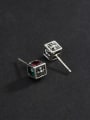 thumb 925 Sterling Silver Cubic Zirconia Square Vintage Stud Earring 3