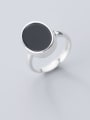 thumb 925 sterling silver minimalist  black  round  acrylic Free Size ring 1
