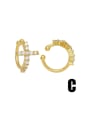 thumb Brass Cubic Zirconia Cross Hip Hop Clip Earring 4