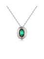 thumb 925 Sterling Silver Emerald Green Simple square pendant Necklace 0