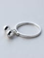 thumb 925 Sterling Silver Bead Round Minimalist Band Ring 0