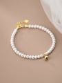 thumb 925 Sterling Silver Imitation Pearl Geometric Minimalist Stretch Bracelet 0