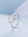 thumb 925 Sterling Silver Synthetic Opal Flower Dainty Band Ring 3