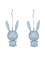 thumb Brass Rhinestone Rabbit Cute Hook Earring 4