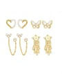 thumb Brass Imitation Pearl Pentagram Trend Stud Earring 0