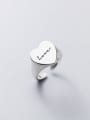 thumb 925 Sterling Silver Heart Minimalist Letter Band Ring 3