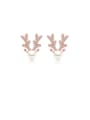 thumb Copper Cubic Zirconia White Deer Cute Stud Earring 0