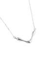 thumb 925 Sterling Silver Minimalist  V letter Pendant Necklace 0