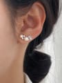 thumb 925 Sterling Silver Imitation Pearl Geometric Minimalist Chandelier Earring 1