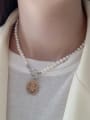 thumb 925 Sterling Silver Freshwater Pearls Smiley Vintage Necklace 0