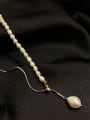 thumb Titanium Steel Imitation Pearl Tassel Minimalist Lariat Necklace 1