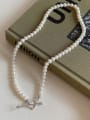 thumb 925 Sterling Silver Imitation Pearl Heart Vintage Necklace 0