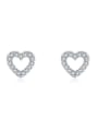thumb 925 Sterling Silver Cubic Zirconia Heart Minimalist Geometry Stud Earring 2