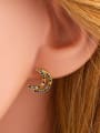 thumb Brass Cubic Zirconia Moon Vintage Stud Earring 2