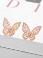 thumb Brass Cubic Zirconia Butterfly Statement Stud Earring 3