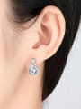 thumb 925 Sterling Silver Minimalist Round  Cubic Zirconia   Stud Earring 1
