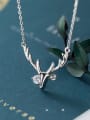 thumb 925 Sterling Silver With Platinum Plated Fashion Antlers Necklaces 1