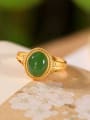 thumb 925 Sterling Silver Jade Oval Vintage Band Ring 2