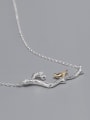thumb 925 Sterling Silver  Minimalist Branch Bird Necklace 3