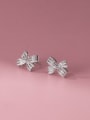 thumb 925 Sterling Silver Cubic Zirconia Bowknot Dainty Stud Earring 0