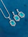 thumb Luxury Geometric Brass Cubic Zirconia Earring and Necklace Set 2