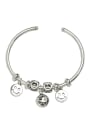 thumb Vintage Sterling Silver With Platinum Plated Fashion Smooth Smiley Bangles 0