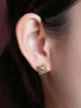 thumb 925 Sterling Silver Jade Geometric Vintage Stud Earring 1