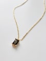 thumb 925 Sterling Silver Cubic Zirconia brown square Necklace 0