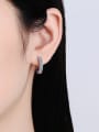 thumb 925 Sterling Silver Moissanite Geometric Dainty Huggie Earring 1