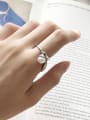 thumb 925 Sterling Silver Imitation Pearl Feather Vintage Free Size Midi Ring 1