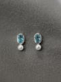 thumb 925 Sterling Silver Glass beads Geometric Minimalist Drop Earring 2