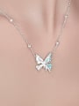 thumb 925 Sterling Silver Rhinestone Butterfly Minimalist Necklace 0