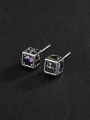 thumb 925 Sterling Silver Cubic Zirconia Square Vintage Stud Earring 2