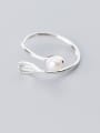 thumb 925 sterling silver imitation pearl white irregular minimalist free size ring 2