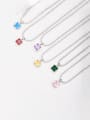 thumb 925 Sterling Silver Cubic Zirconia Geometric Minimalist Bead Chain Necklace 2