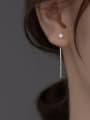thumb 925 Sterling Silver Imitation Pearl Tassel Minimalist Threader Earring 1