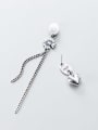 thumb 925 Sterling Silver Retro  Daisy Asymmetric Chain Tassel Threader Earring 1