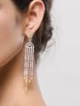 thumb Copper Cubic Zirconia Tassel Luxury Threader Earring 2