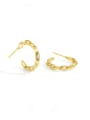 thumb Brass Cubic Zirconia Hollow Geometric Minimalist Gold Chain Circle  Stud Earring 0