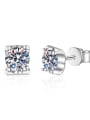 thumb Sterling Silver 1.0 CT Moissanite Square Dainty Stud Earring 2
