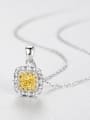 thumb 925 Sterling Silver Luxury  square  Cubic Zirconia  pendant  Necklace 3